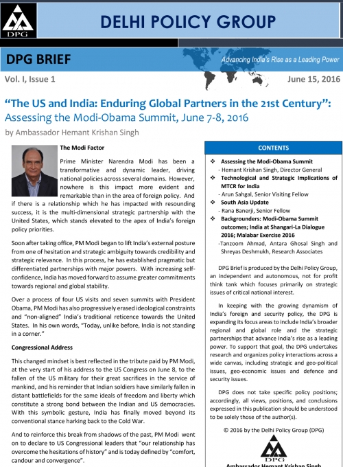 DPG BRIEF: Vol. I, Issue 1: Assessing the Modi-Obama Summit