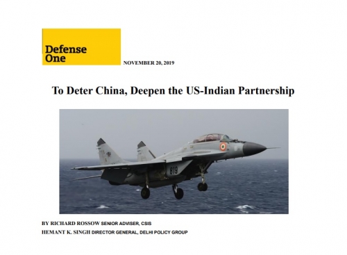 To Deter China, Deepen the US-Indian Partnership