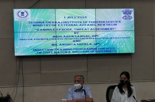 Brig. Arun Sahgal's lecture on Net Assessment and Strategic Gaming Exercise at the Sushma Swaraj Institute of Foreign Service, New Delhi. - Pic 1