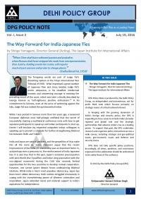 DPG Policy Note Volume 1, Issue 3: The Way Forward for India-Japanese Ties