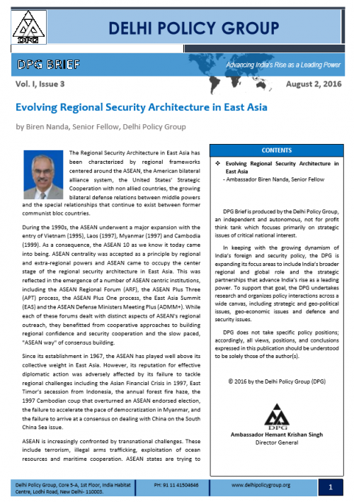 Evolving Regional Security Architecture in East Asia
