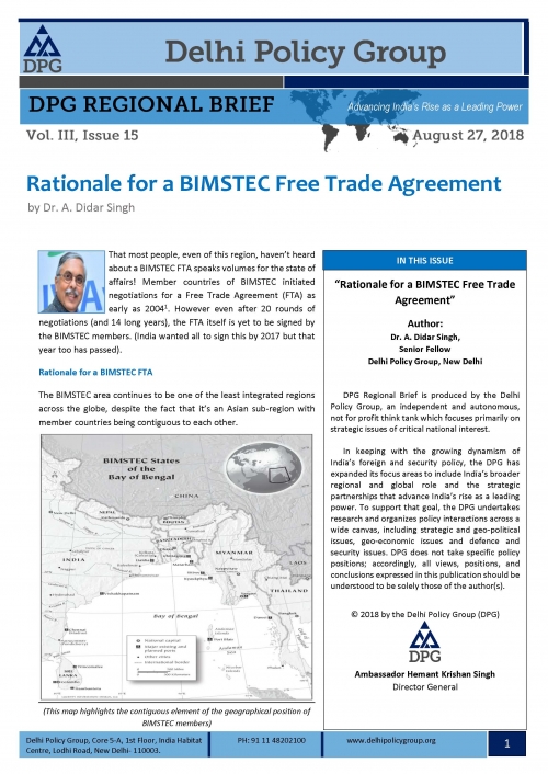 Rationale for a BIMSTEC Free Trade Agreement