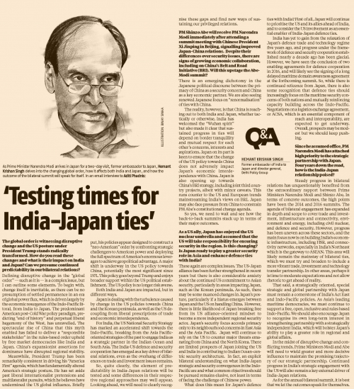 Testing times for India-Japan ties