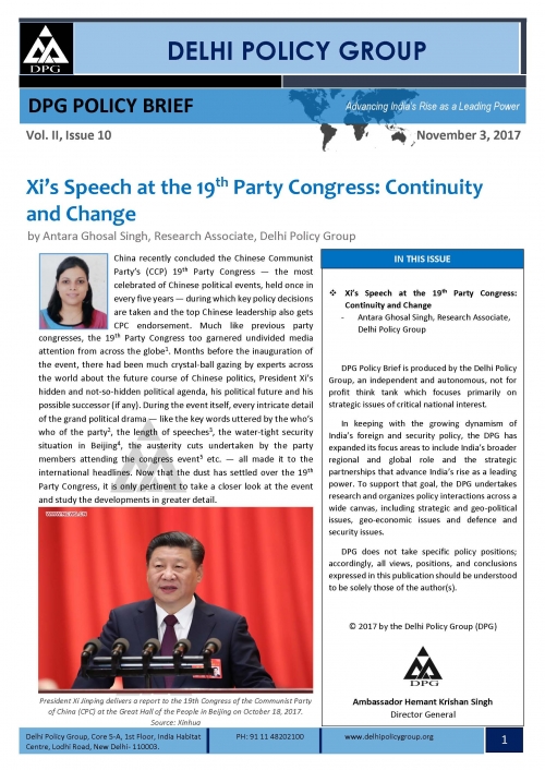 Xi's Speech at the 19th Party Congress: Continuity and Changes